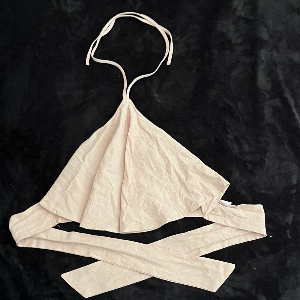 Shein beige crop halter top